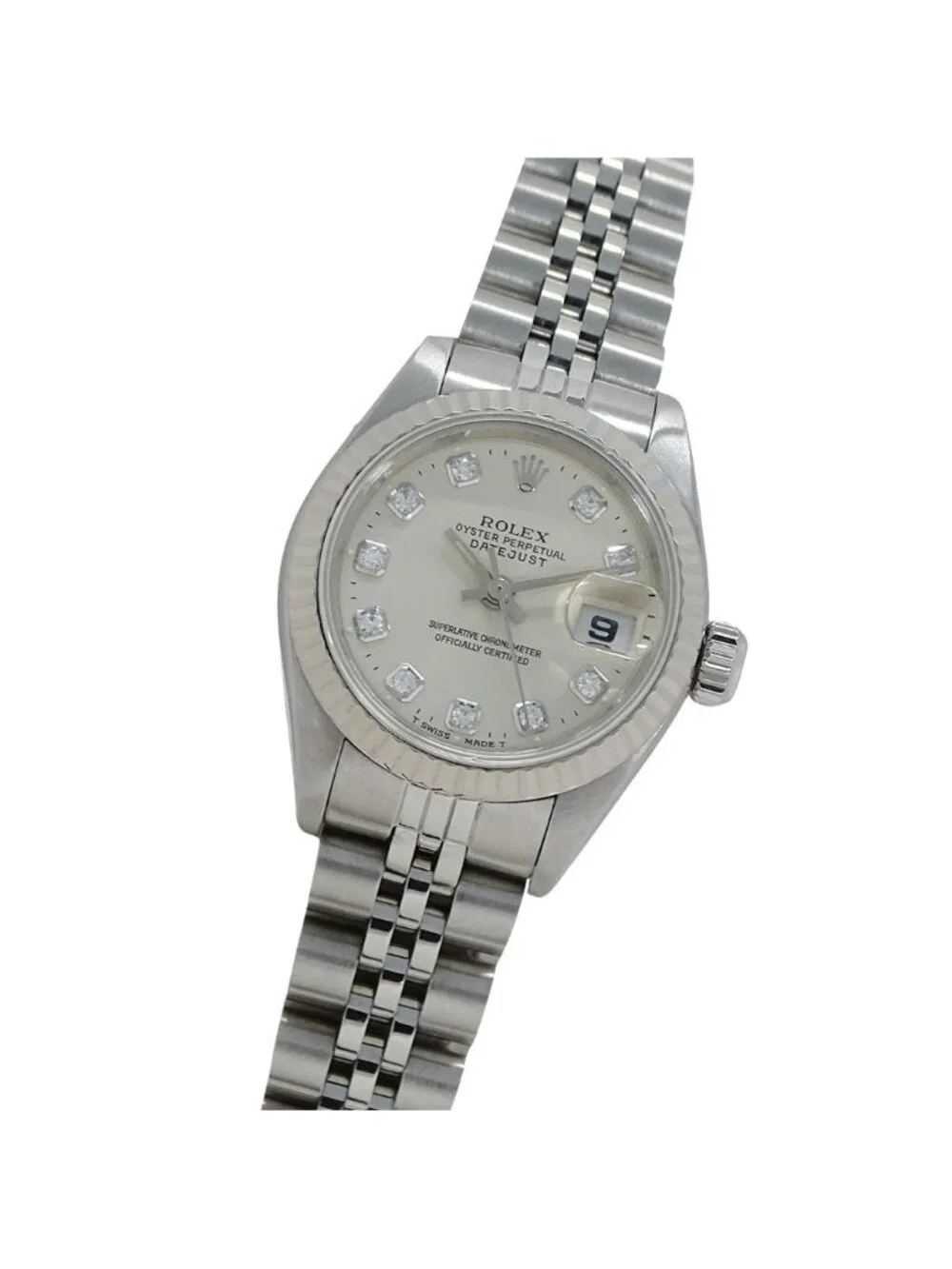 Rolex Datejust Watch Diamond Automatic at Stainless Steel White Gold WG Silver